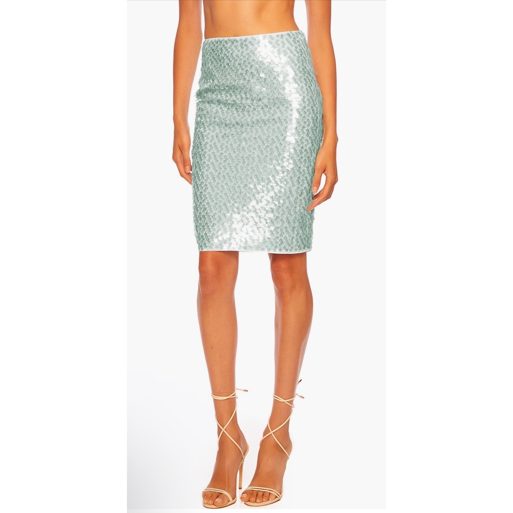 NWT Susana Monaco Dot Sequin Pencil Skirt in Celadon Sz‎ XS $148